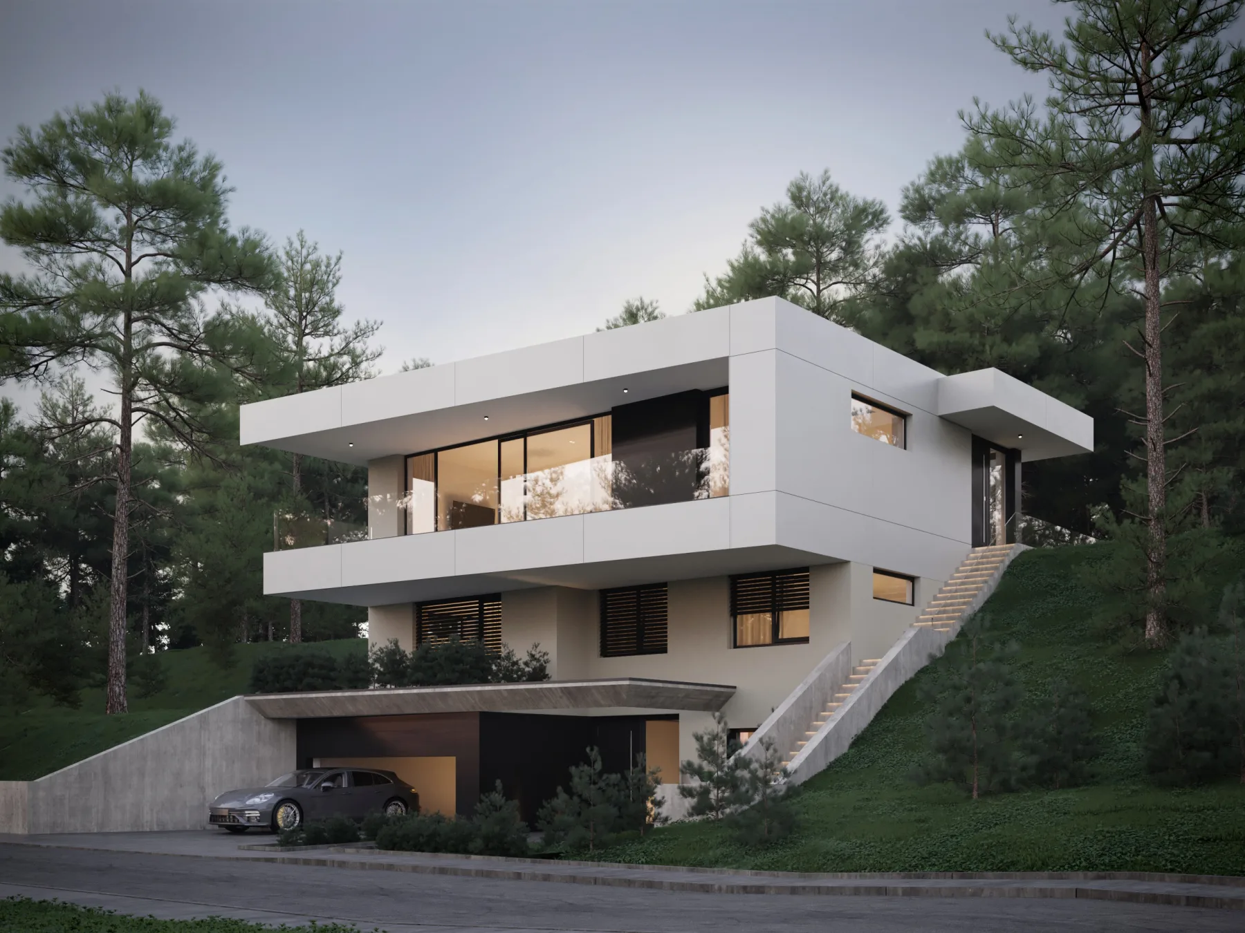 vi7 Architektur — Wohnhaus am Hang, 3D-Visualisierung